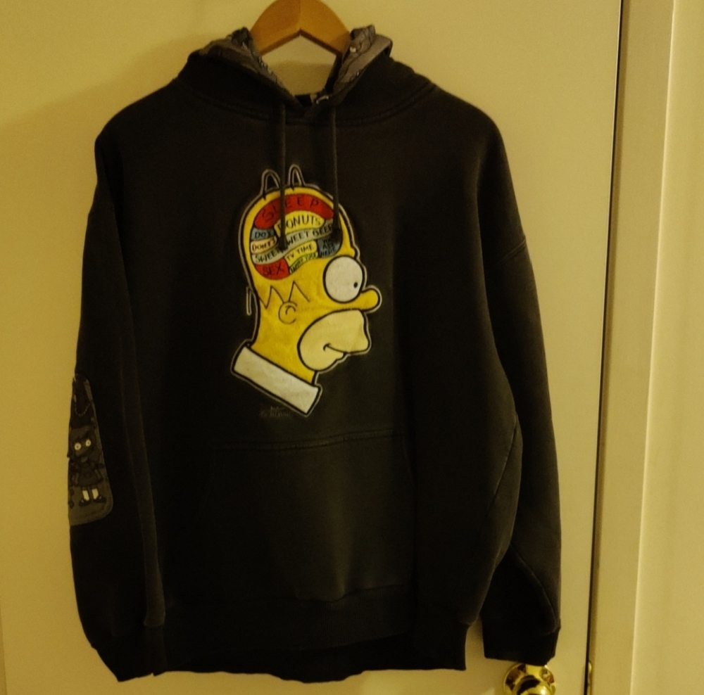Vintage Rare Homer Simpson Hoodie Stitched XL